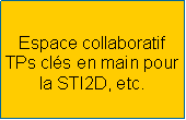 Zone de Texte: Espace collaboratif
TPs clés en main pour la STI2D, etc.

